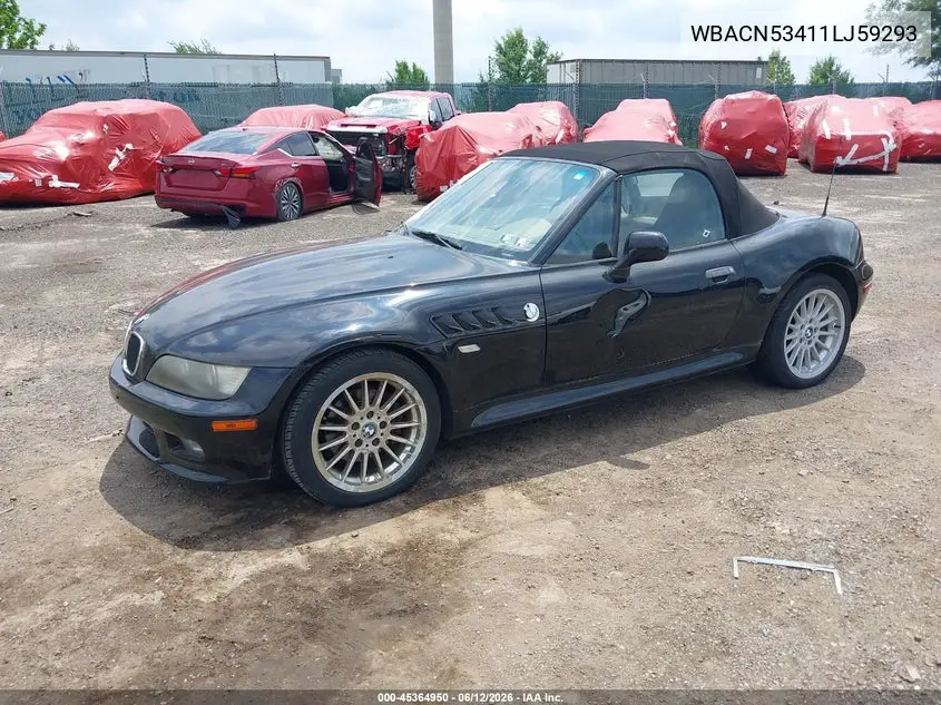 2001 BMW Z3 3.0I VIN: WBACN53411LJ59293 Lot: 45364950
