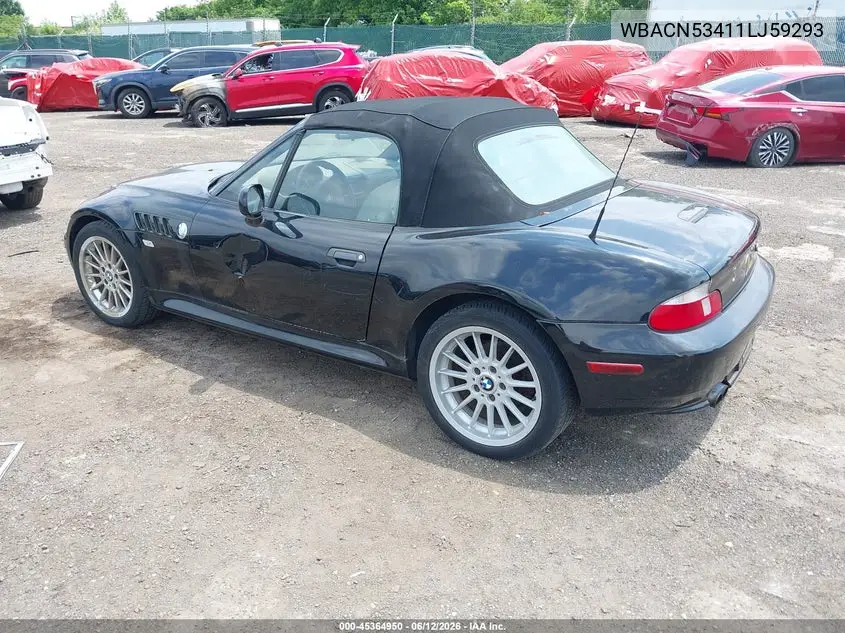 2001 BMW Z3 3.0I VIN: WBACN53411LJ59293 Lot: 45364950