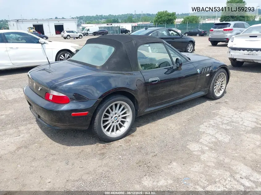 2001 BMW Z3 3.0I VIN: WBACN53411LJ59293 Lot: 45364950