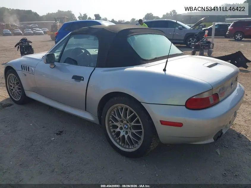 2001 BMW Z3 3.0I VIN: WBACN53411LL46422 Lot: 45420593