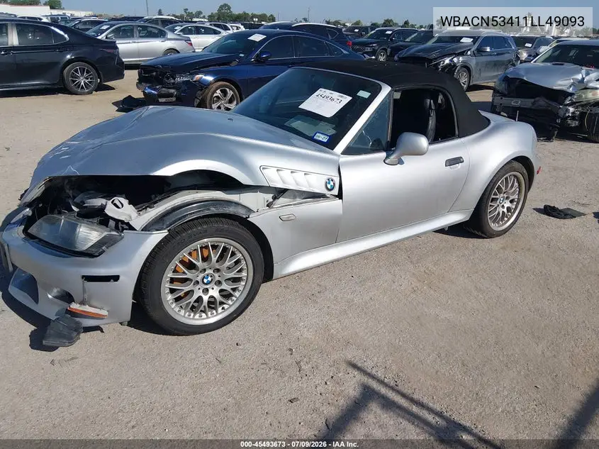 2001 BMW Z3 3.0I VIN: WBACN53411LL49093 Lot: 45493673