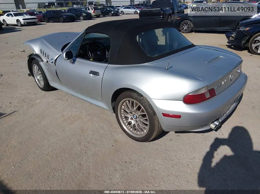 2001 BMW Z3 3.0I VIN: WBACN53411LL49093 Lot: 45493673