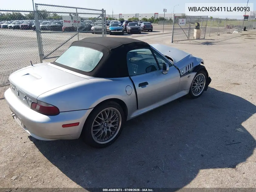 2001 BMW Z3 3.0I VIN: WBACN53411LL49093 Lot: 45493673