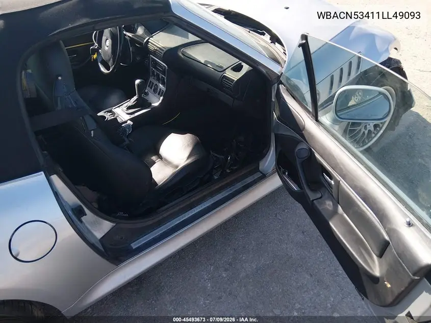 2001 BMW Z3 3.0I VIN: WBACN53411LL49093 Lot: 45493673