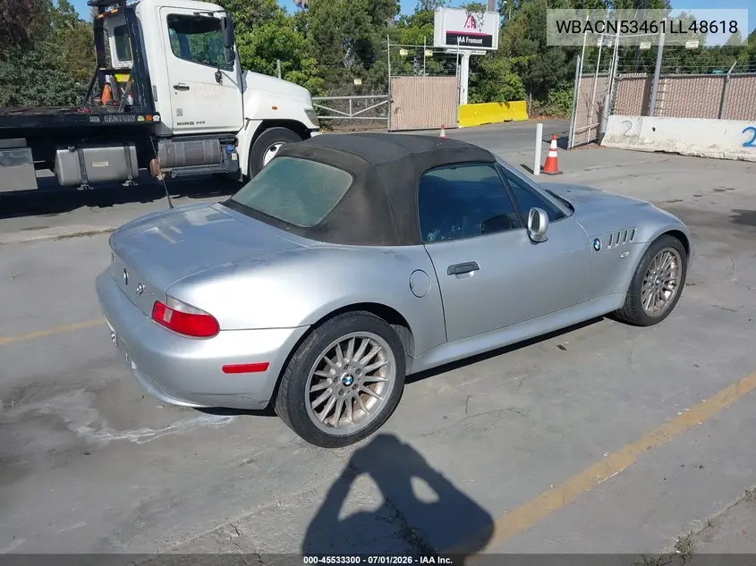 2001 BMW Z3 3.0I VIN: WBACN53461LL48618 Lot: 45533300