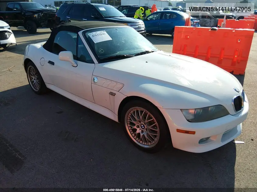 2001 BMW Z3 3.0I VIN: WBACN53441LL47905 Lot: 45615846