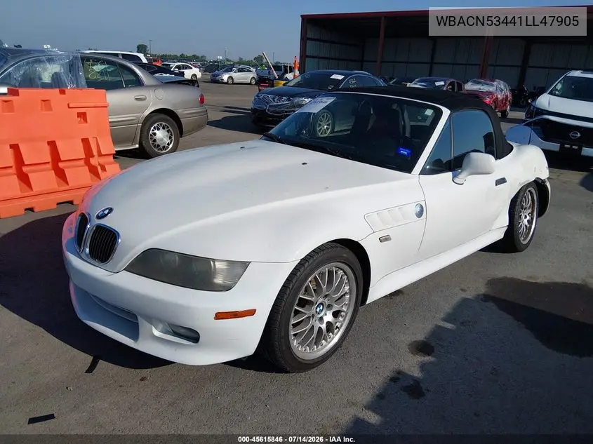 2001 BMW Z3 3.0I VIN: WBACN53441LL47905 Lot: 45615846