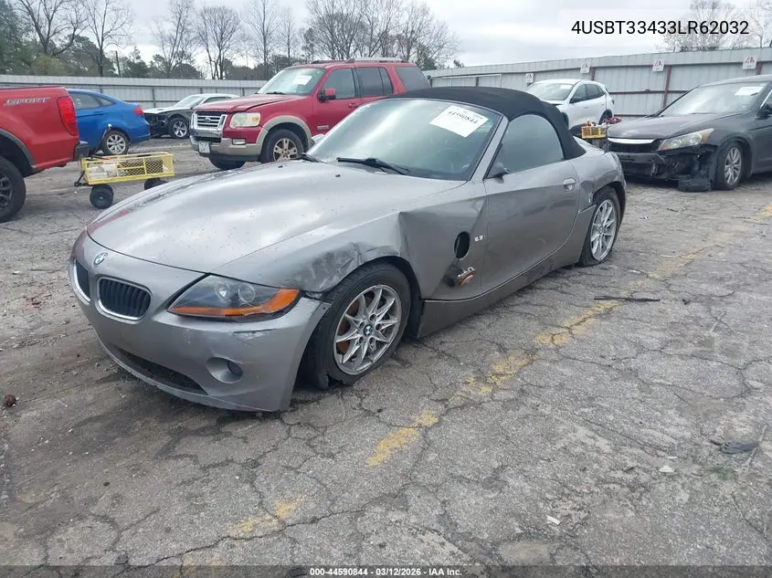 2003 BMW Z4 2.5I VIN: 4USBT33433LR62032 Lot: 44590844