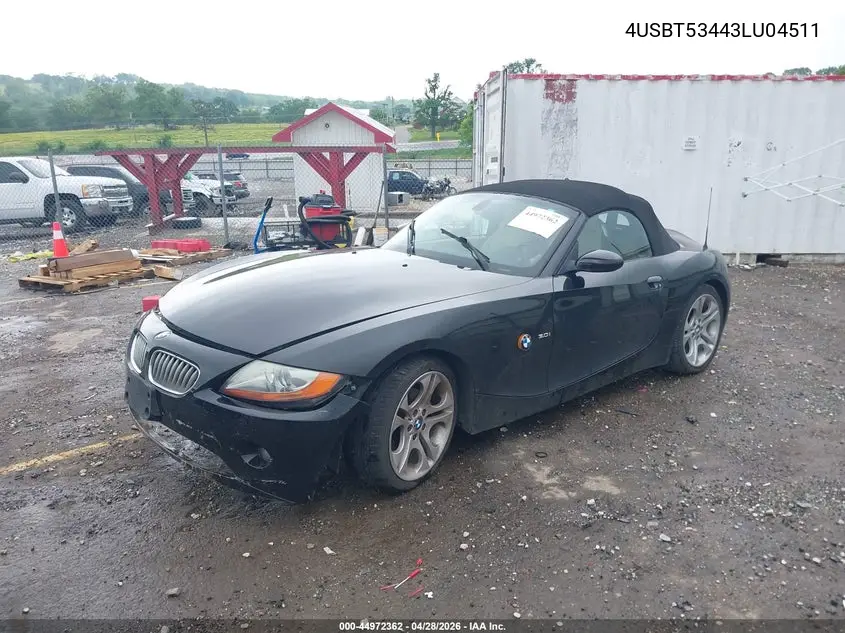 2003 BMW Z4 3.0I VIN: 4USBT53443LU04511 Lot: 44972362