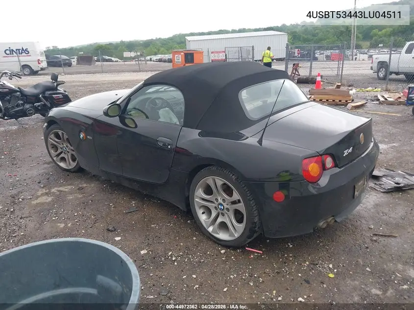 2003 BMW Z4 3.0I VIN: 4USBT53443LU04511 Lot: 44972362