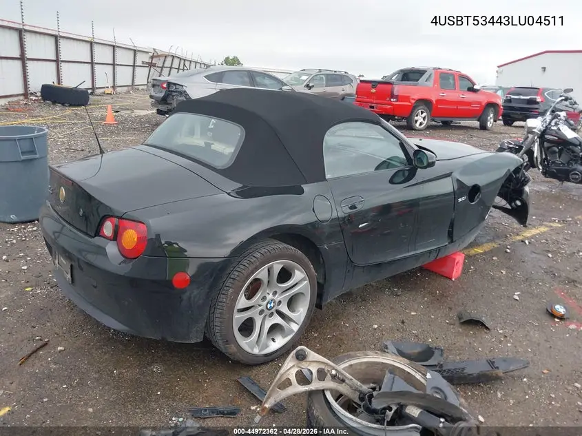 2003 BMW Z4 3.0I VIN: 4USBT53443LU04511 Lot: 44972362