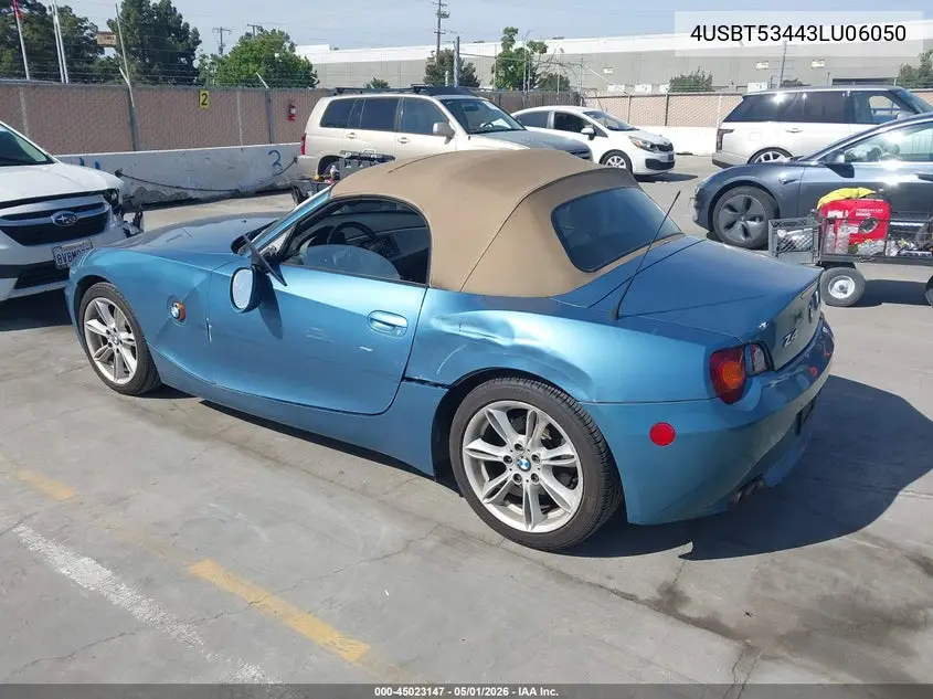 2003 BMW Z4 3.0I VIN: 4USBT53443LU06050 Lot: 45023147
