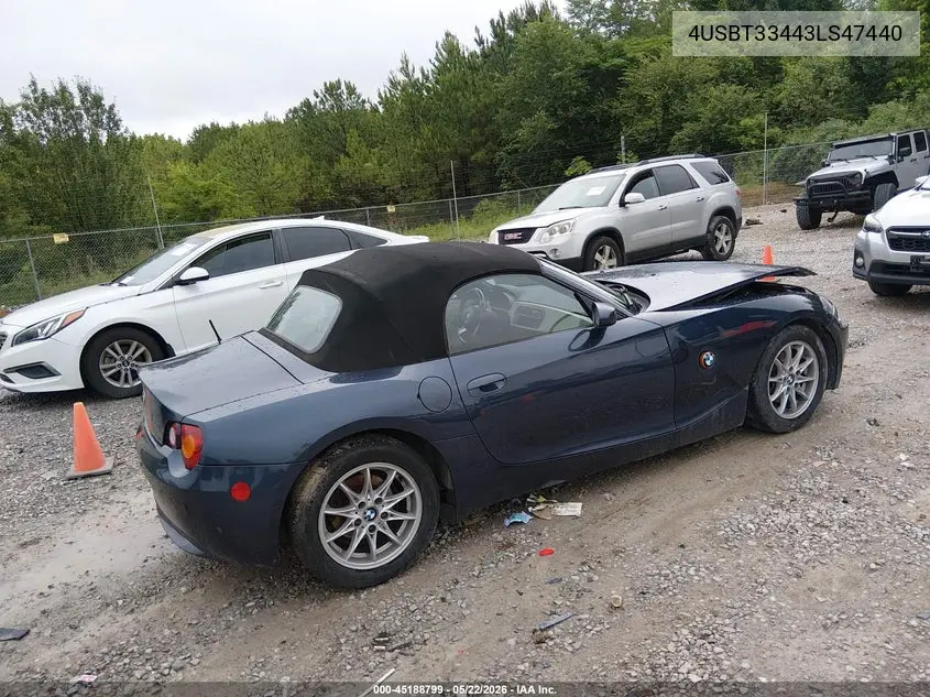 2003 BMW Z4 2.5I VIN: 4USBT33443LS47440 Lot: 45188799