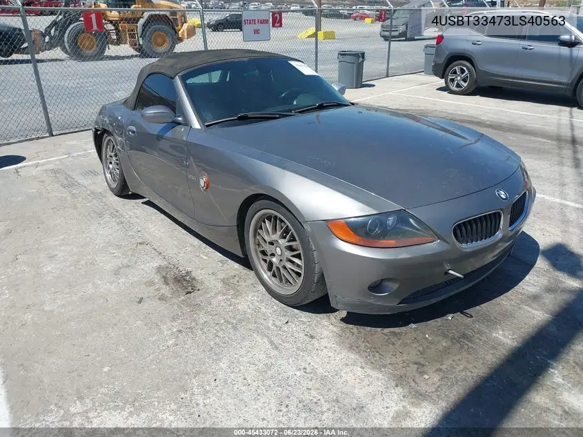 2003 BMW Z4 2.5I VIN: 4USBT33473LS40563 Lot: 45433072