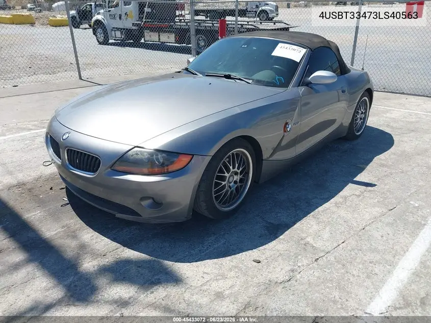 2003 BMW Z4 2.5I VIN: 4USBT33473LS40563 Lot: 45433072