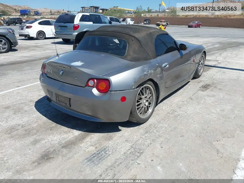 2003 BMW Z4 2.5I VIN: 4USBT33473LS40563 Lot: 45433072