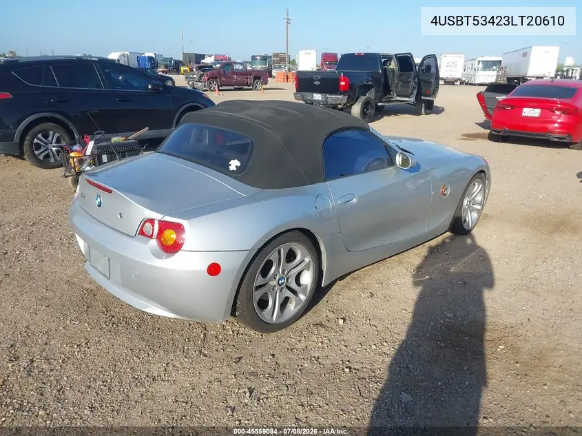 2003 BMW Z4 3.0I VIN: 4USBT53423LT20610 Lot: 45559084
