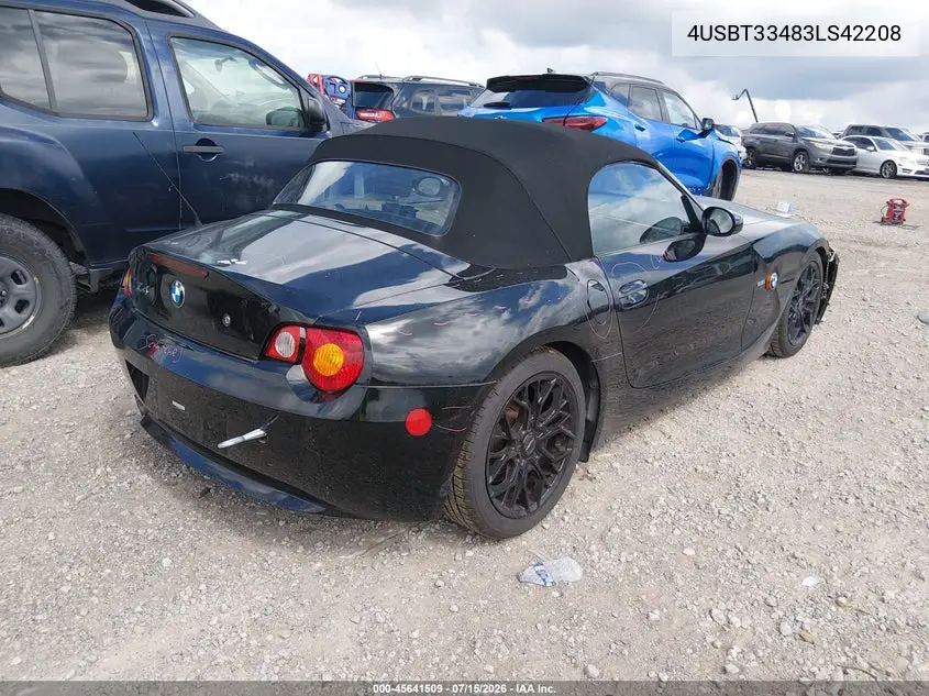 2003 BMW Z4 2.5I VIN: 4USBT33483LS42208 Lot: 45641509