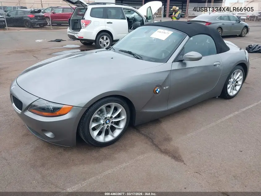 2004 BMW Z4 2.5I VIN: 4USBT334X4LR66905 Lot: 44633677