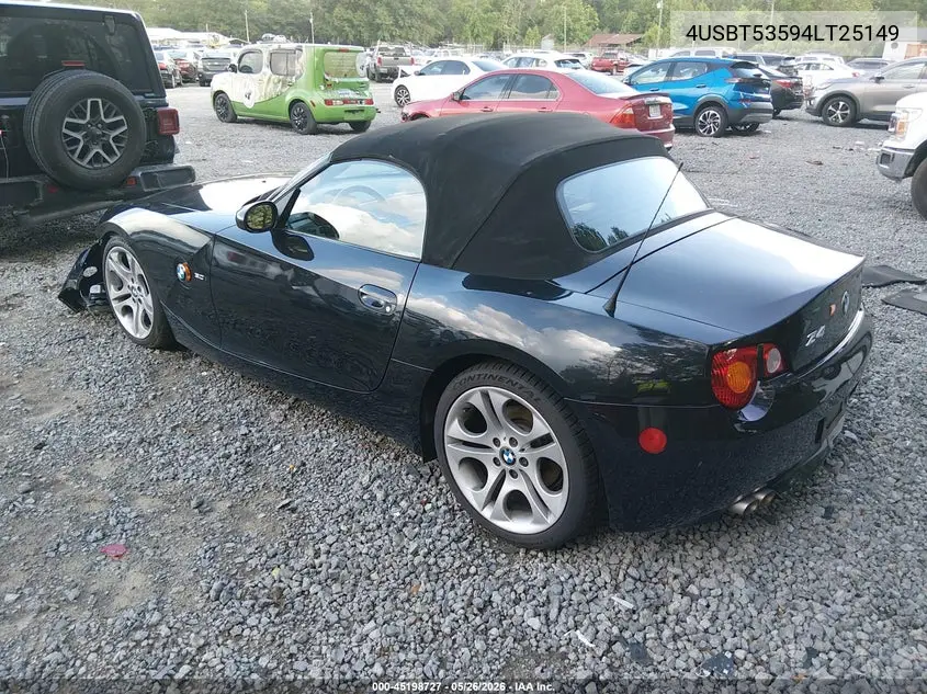 2004 BMW Z4 3.0I VIN: 4USBT53594LT25149 Lot: 45198727