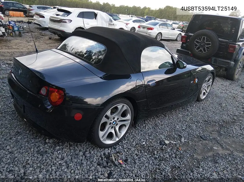 2004 BMW Z4 3.0I VIN: 4USBT53594LT25149 Lot: 45198727