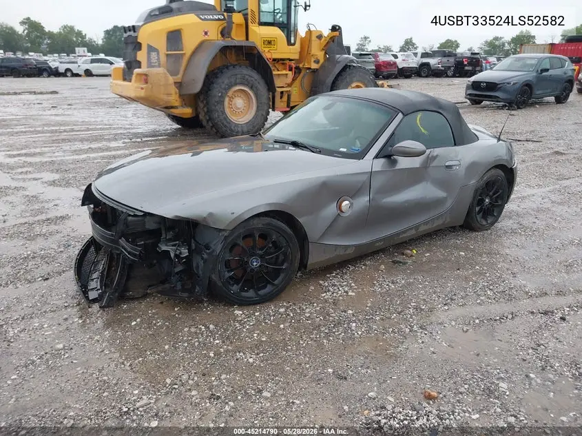 2004 BMW Z4 2.5I VIN: 4USBT33524LS52582 Lot: 45214790