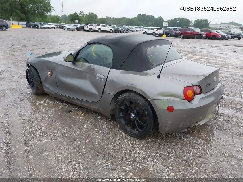 2004 BMW Z4 2.5I VIN: 4USBT33524LS52582 Lot: 45214790