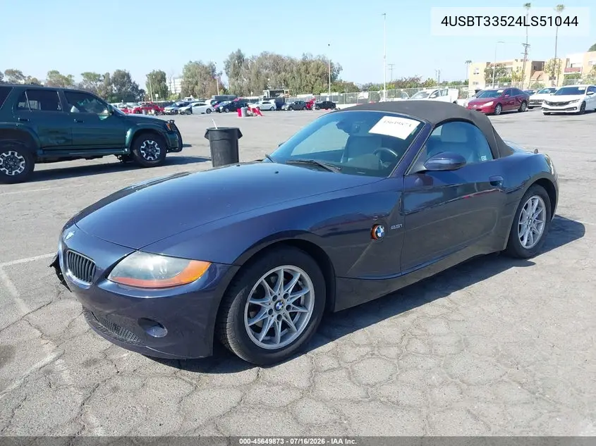 2004 BMW Z4 2.5I VIN: 4USBT33524LS51044 Lot: 45649873