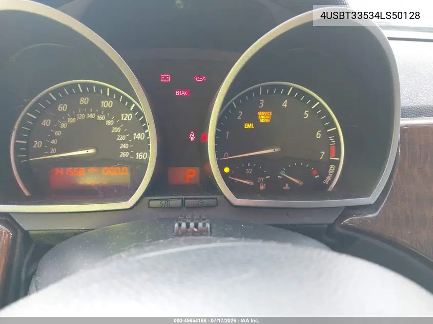 2004 BMW Z4 2.5I VIN: 4USBT33534LS50128 Lot: 45654168