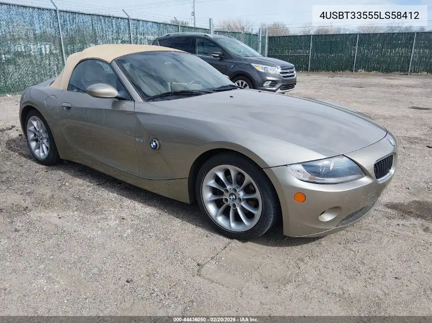 2005 BMW Z4 2.5I VIN: 4USBT33555LS58412 Lot: 44436050