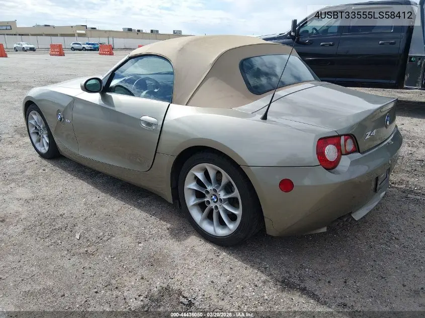 2005 BMW Z4 2.5I VIN: 4USBT33555LS58412 Lot: 44436050