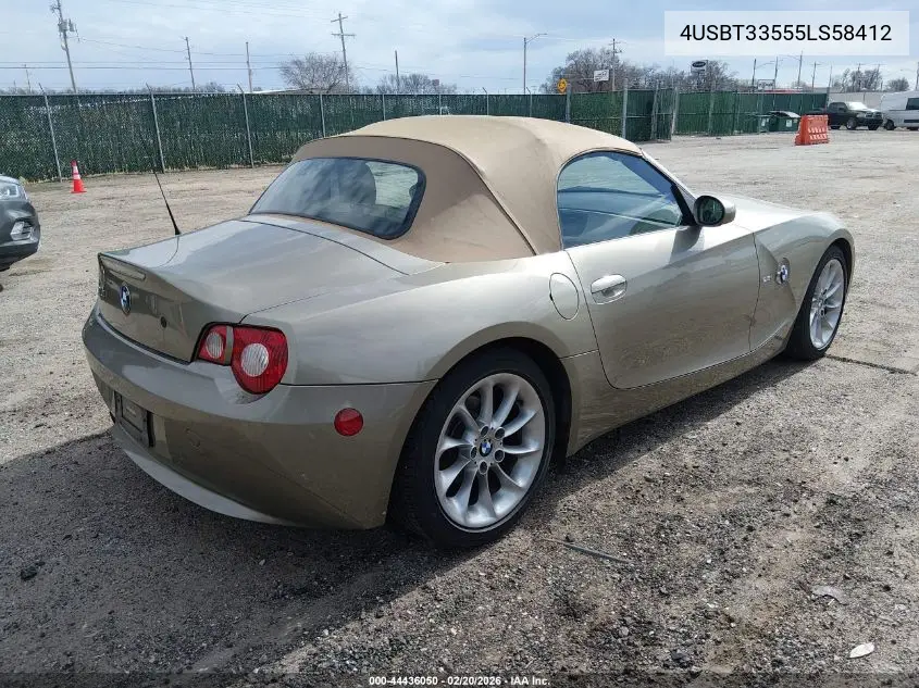 2005 BMW Z4 2.5I VIN: 4USBT33555LS58412 Lot: 44436050