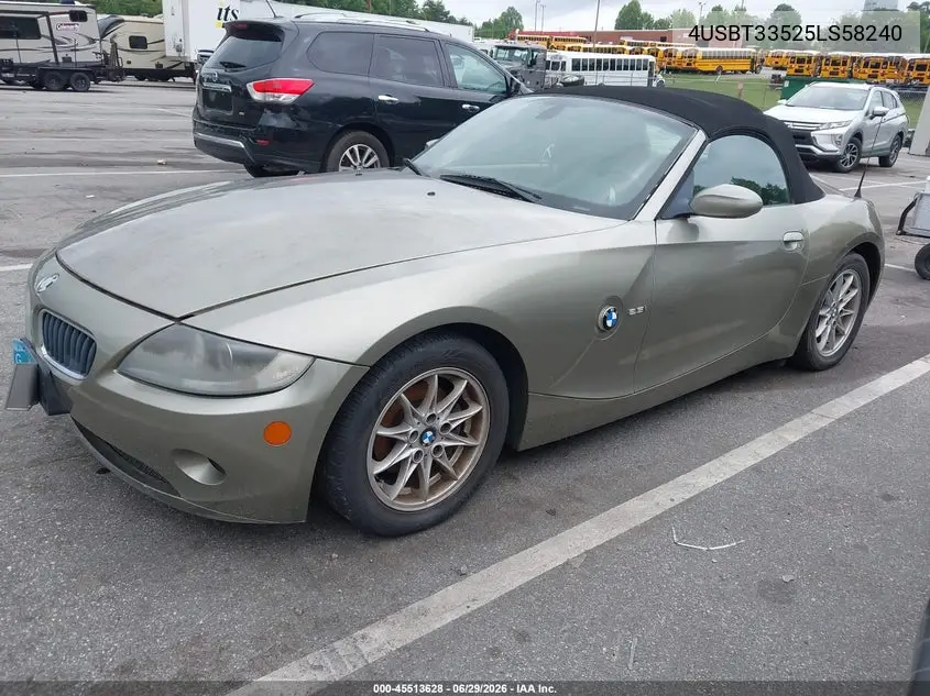 2005 BMW Z4 2.5I VIN: 4USBT33525LS58240 Lot: 45513628