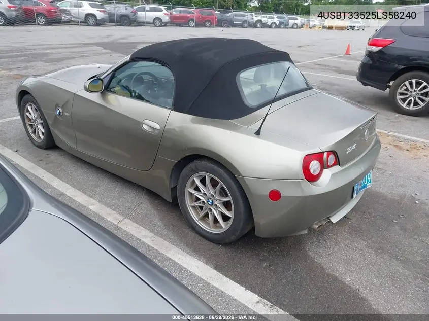 2005 BMW Z4 2.5I VIN: 4USBT33525LS58240 Lot: 45513628