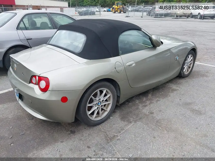 2005 BMW Z4 2.5I VIN: 4USBT33525LS58240 Lot: 45513628