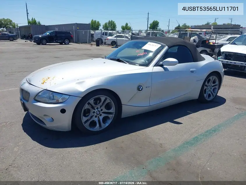 2005 BMW Z4 3.0I VIN: 4USBT53565LU11701 Lot: 45638717