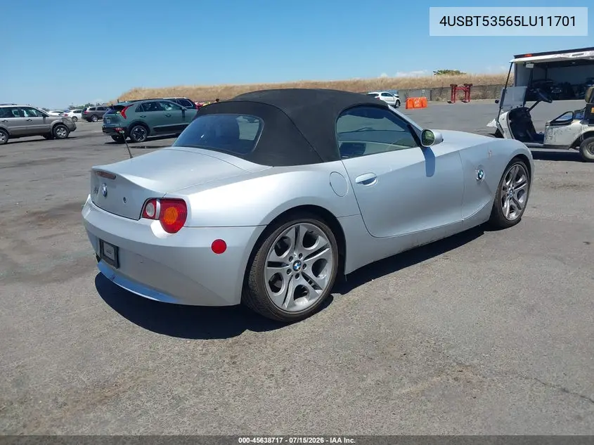 2005 BMW Z4 3.0I VIN: 4USBT53565LU11701 Lot: 45638717