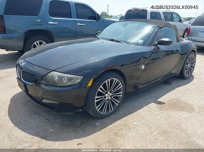 2006 BMW Z4 3.0Si VIN: 4USBU53526LX00945 Lot: 44983238