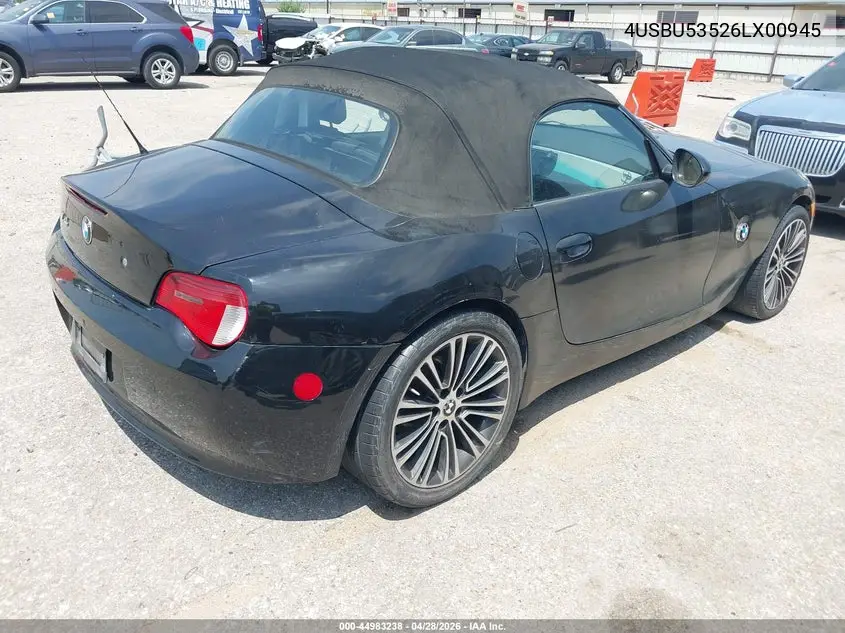 2006 BMW Z4 3.0Si VIN: 4USBU53526LX00945 Lot: 44983238