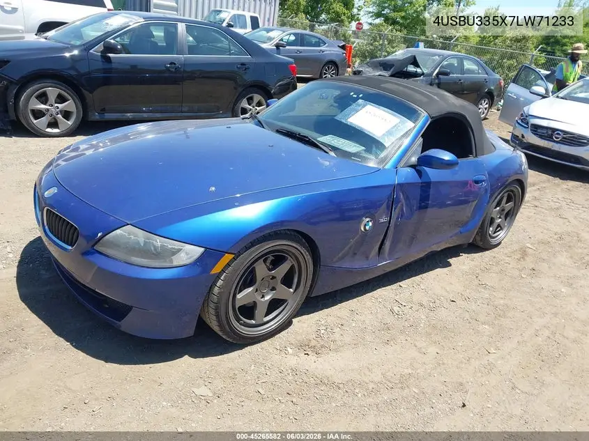2007 BMW Z4 3.0I VIN: 4USBU335X7LW71233 Lot: 45265582