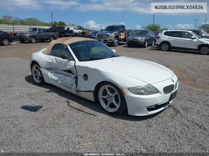 2008 BMW Z4 3.0Si VIN: 4USBU53598LX04526 Lot: 44556410