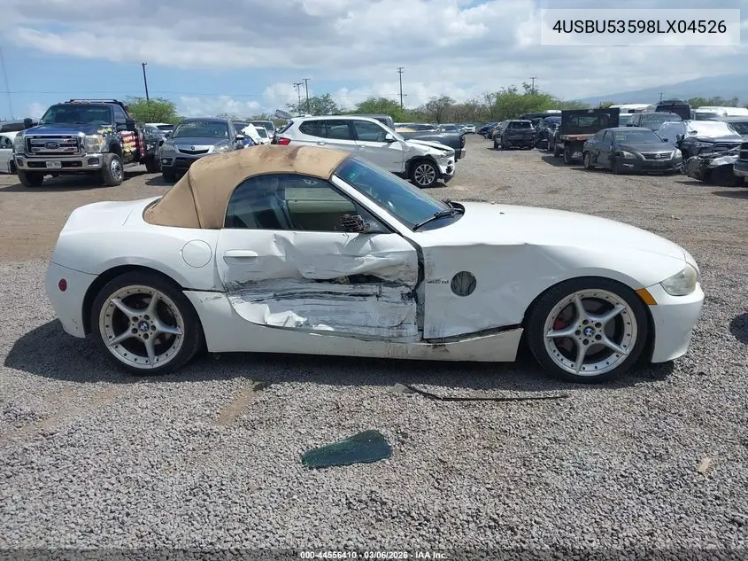 2008 BMW Z4 3.0Si VIN: 4USBU53598LX04526 Lot: 44556410