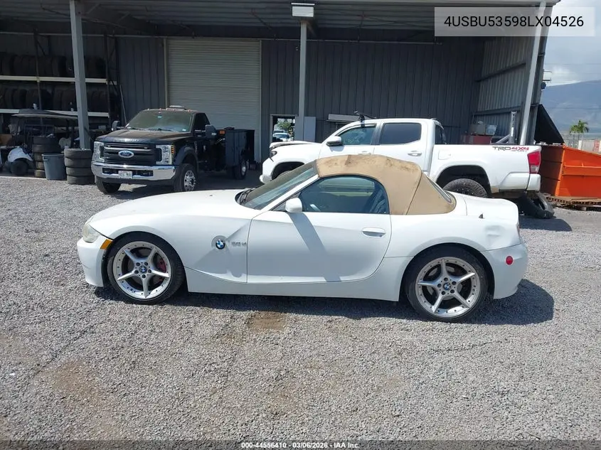 2008 BMW Z4 3.0Si VIN: 4USBU53598LX04526 Lot: 44556410