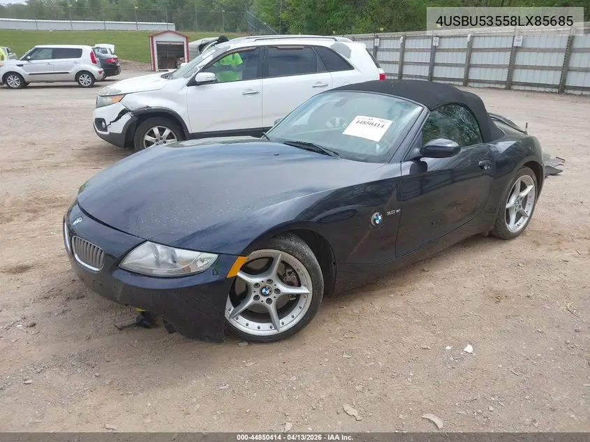 2008 BMW Z4 3.0Si VIN: 4USBU53558LX85685 Lot: 44850414