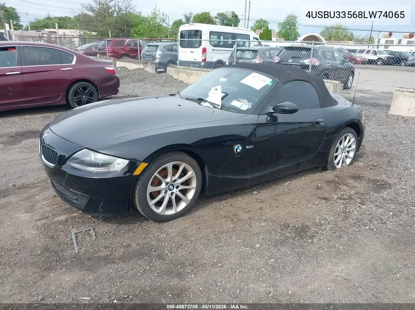 2008 BMW Z4 3.0I VIN: 4USBU33568LW74065 Lot: 45073708