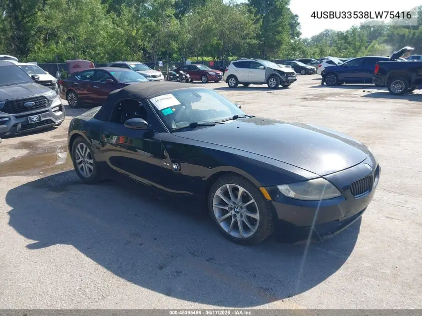 2008 BMW Z4 3.0I VIN: 4USBU33538LW75416 Lot: 45395466
