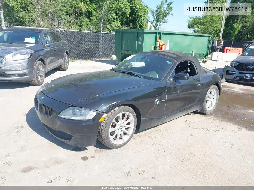 2008 BMW Z4 3.0I VIN: 4USBU33538LW75416 Lot: 45395466