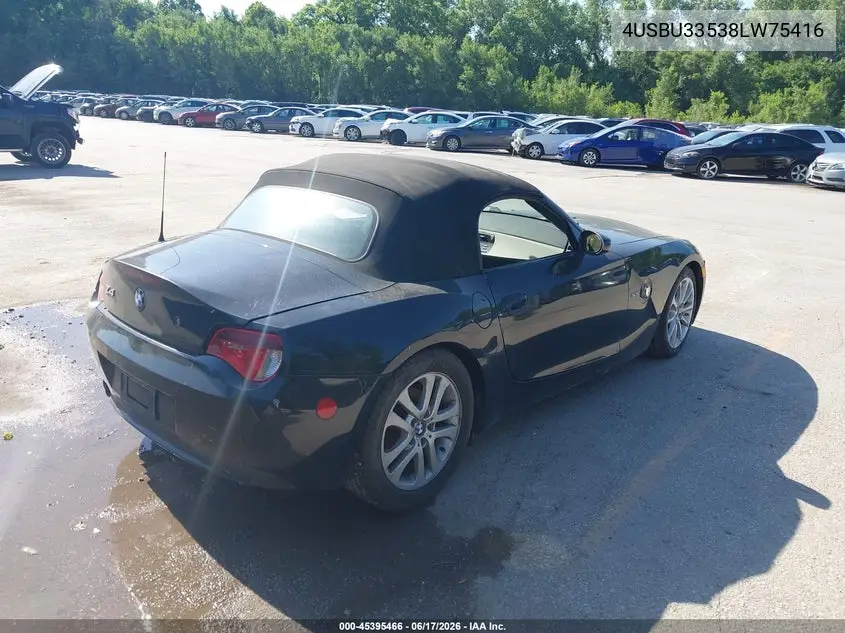 2008 BMW Z4 3.0I VIN: 4USBU33538LW75416 Lot: 45395466