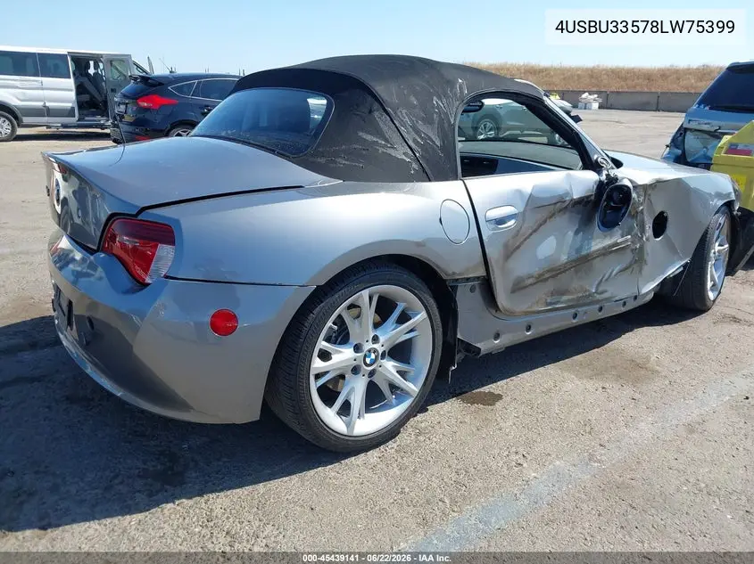 2008 BMW Z4 3.0I VIN: 4USBU33578LW75399 Lot: 45439141