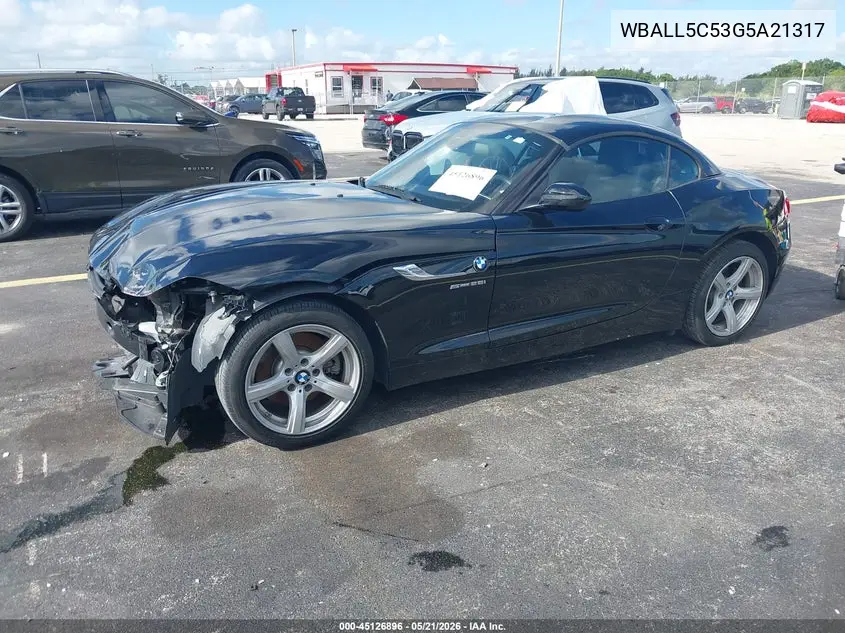 2016 BMW Z4 Sdrive28I VIN: WBALL5C53G5A21317 Lot: 45126896